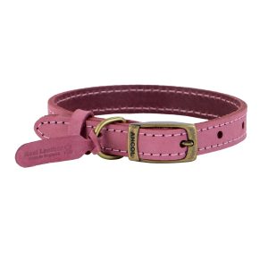 Ancol Timberwolf Leather Dog Collar Raspberry